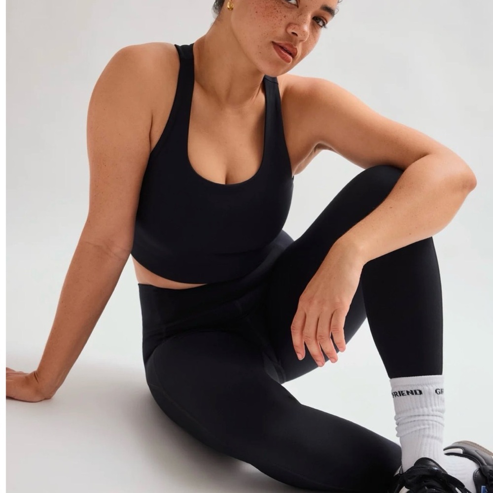 Girlfriend Collective Black High-Waist Active Leggings and Sports Bra Set
